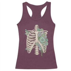 Succulent Body Skeleton Racerback Tank Top Creepy Plant Lover Gift TS12 Maroon Print Your Wear
