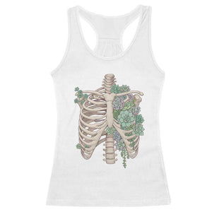 Succulent Body Skeleton Racerback Tank Top Creepy Plant Lover Gift TS12 White Print Your Wear