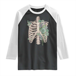 Succulent Body Skeleton Raglan Shirt Creepy Plant Lover Gift TS12 Black White Print Your Wear