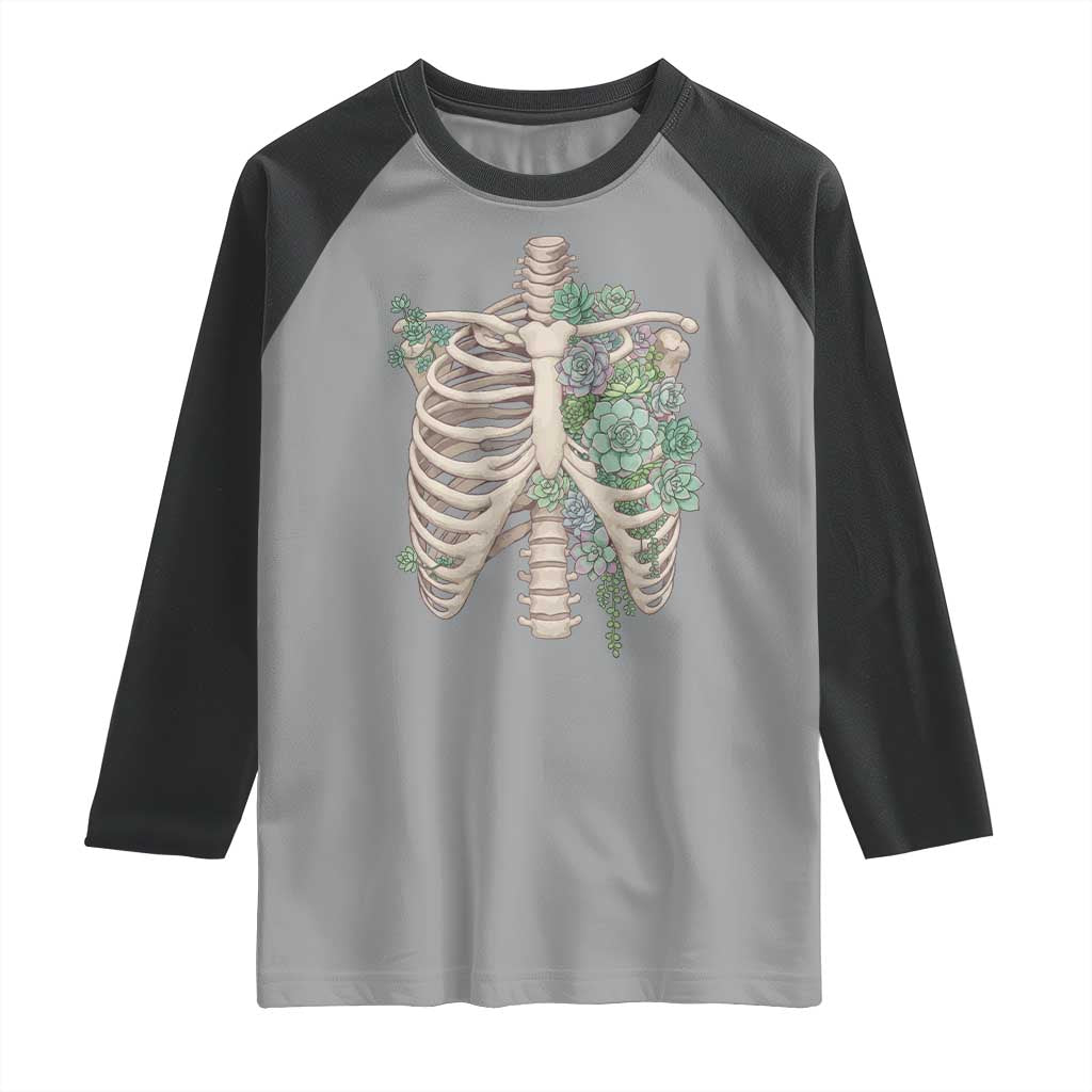 Succulent Body Skeleton Raglan Shirt Creepy Plant Lover Gift TS12 Sport Gray Black Print Your Wear