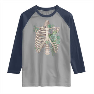 Succulent Body Skeleton Raglan Shirt Creepy Plant Lover Gift TS12 Sport Gray Navy Print Your Wear