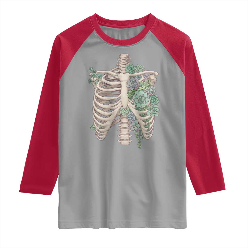 Succulent Body Skeleton Raglan Shirt Creepy Plant Lover Gift TS12 Sport Gray Red Print Your Wear