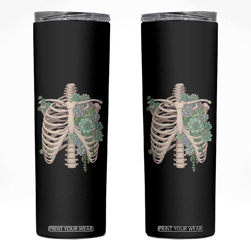 Succulent Body Skeleton Skinny Tumbler Creepy Plant Lover Gift TS12 Black Print Your Wear