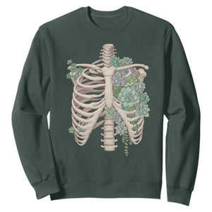 Succulent Body Skeleton Sweatshirt Creepy Plant Lover Gift TS12 Dark Forest Green Print Your Wear