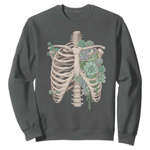 Succulent Body Skeleton Sweatshirt Creepy Plant Lover Gift TS12 Dark Heather Print Your Wear