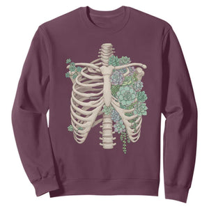 Succulent Body Skeleton Sweatshirt Creepy Plant Lover Gift TS12 Maroon Print Your Wear