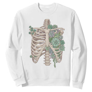Succulent Body Skeleton Sweatshirt Creepy Plant Lover Gift TS12 White Print Your Wear