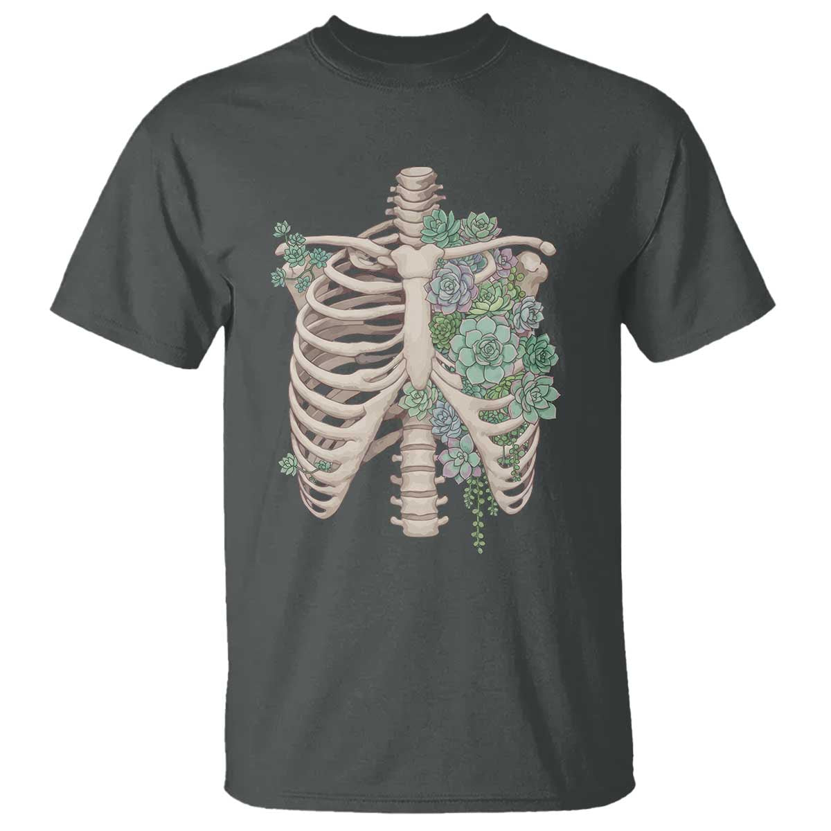 Succulent Body Skeleton T Shirt Creepy Plant Lover Gift TS12 Dark Heather Print Your Wear