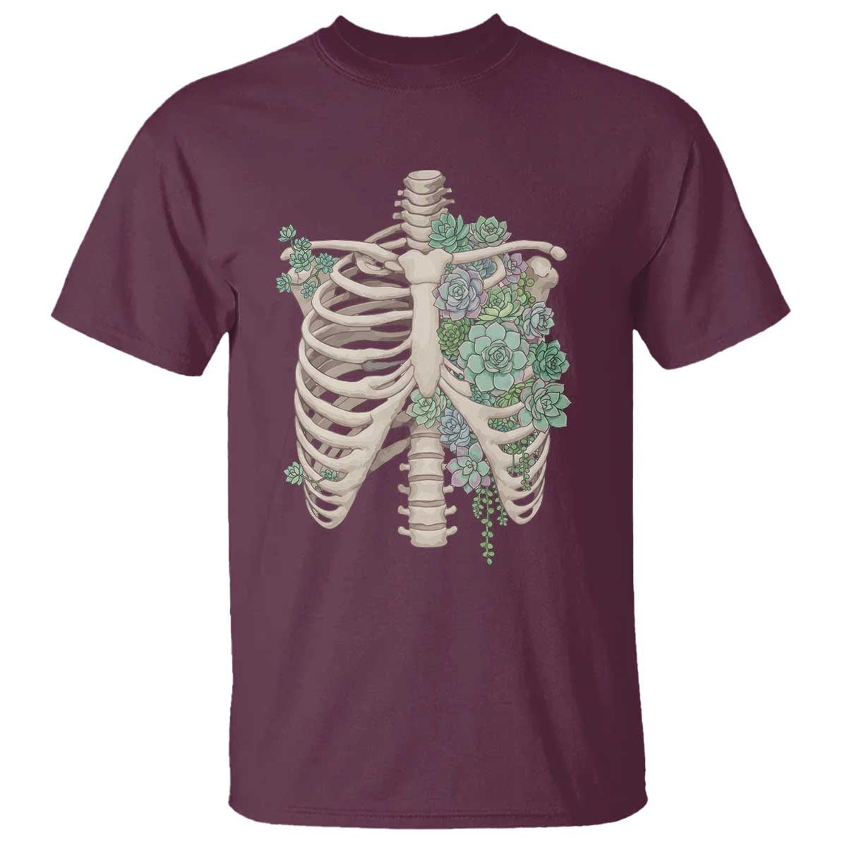 Succulent Body Skeleton T Shirt Creepy Plant Lover Gift TS12 Maroon Print Your Wear