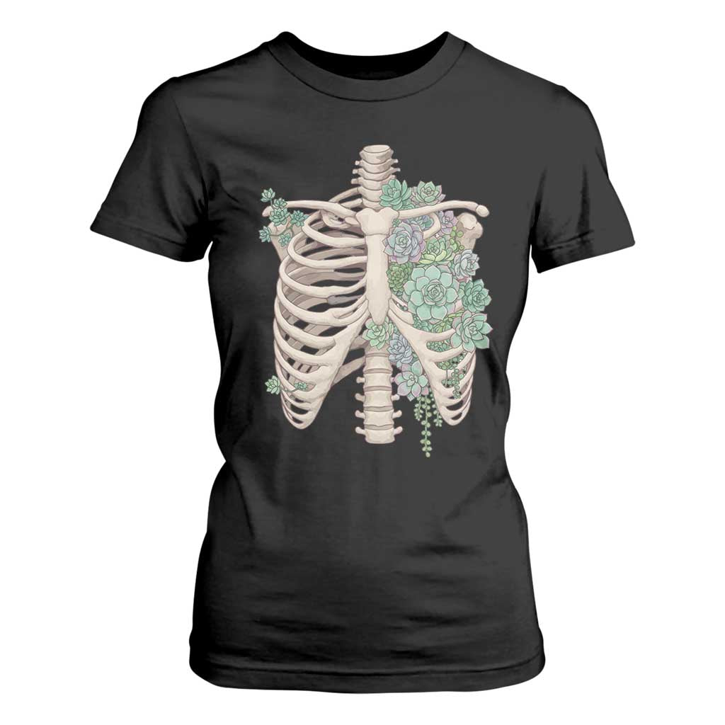 Succulent Body Skeleton T Shirt For Women Creepy Plant Lover Gift TS12 Black Print Your Wear