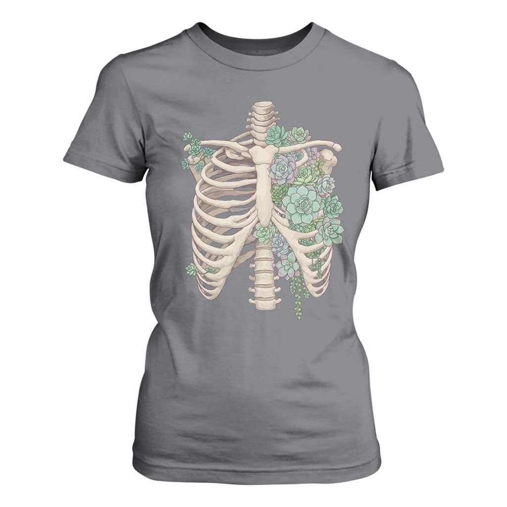 Succulent Body Skeleton T Shirt For Women Creepy Plant Lover Gift TS12 Charcoal Print Your Wear