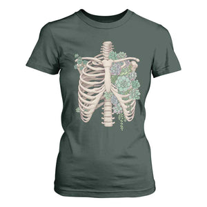 Succulent Body Skeleton T Shirt For Women Creepy Plant Lover Gift TS12 Dark Forest Green Print Your Wear