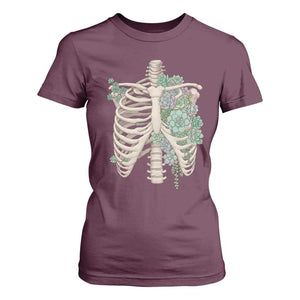 Succulent Body Skeleton T Shirt For Women Creepy Plant Lover Gift TS12 Maroon Print Your Wear