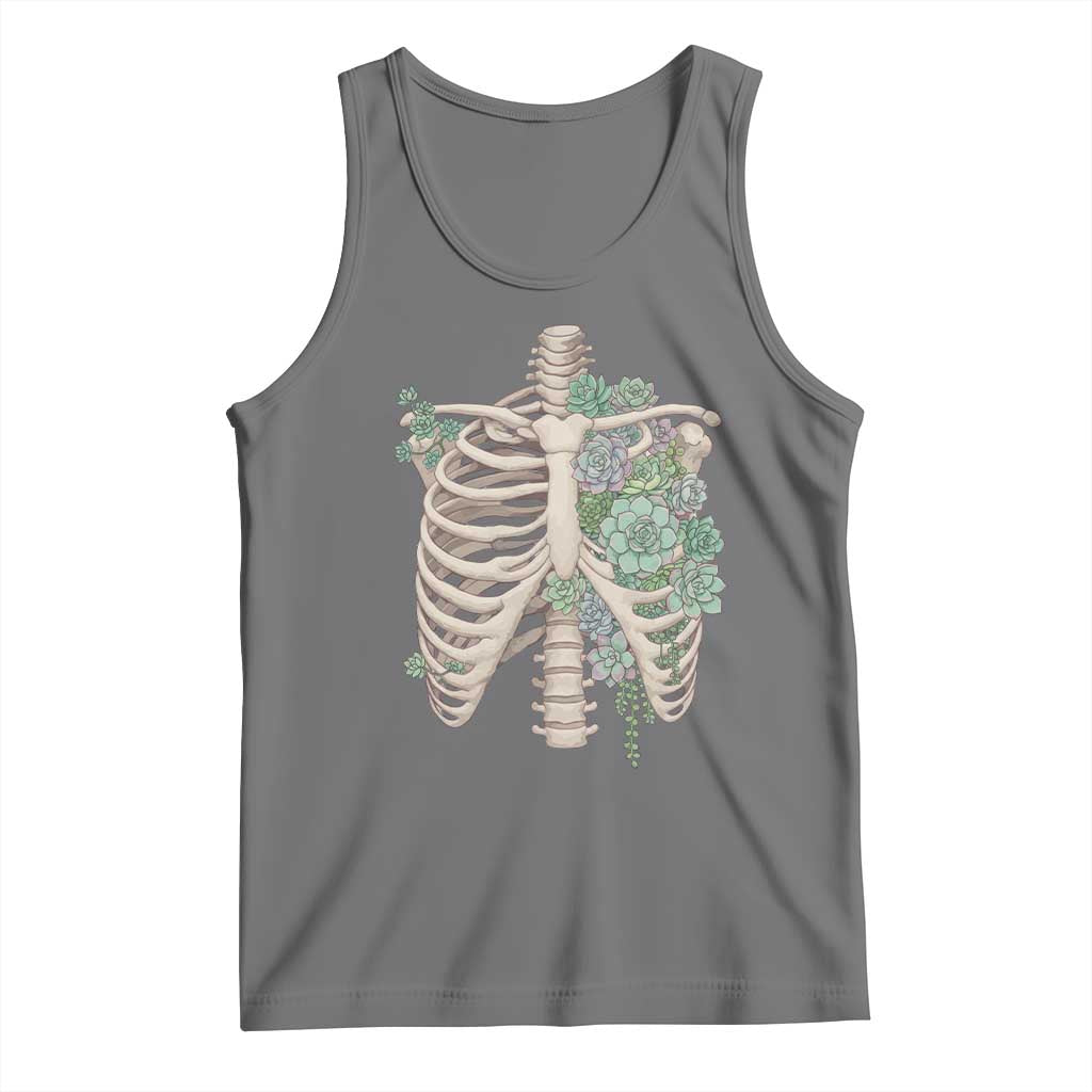 Succulent Body Skeleton Tank Top Creepy Plant Lover Gift TS12 Black Heather Print Your Wear