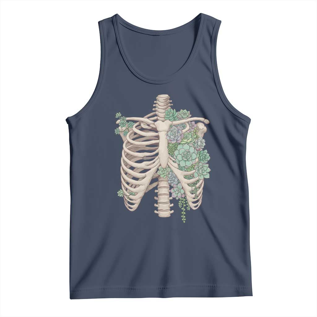 Succulent Body Skeleton Tank Top Creepy Plant Lover Gift TS12 Navy Print Your Wear