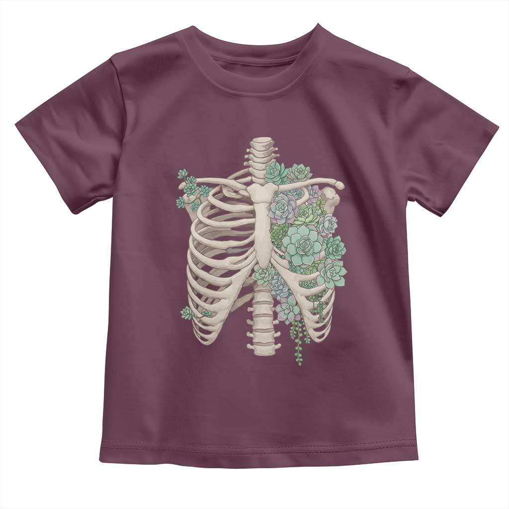 Succulent Body Skeleton Toddler T Shirt Creepy Plant Lover Gift TS12 Maroon Print Your Wear