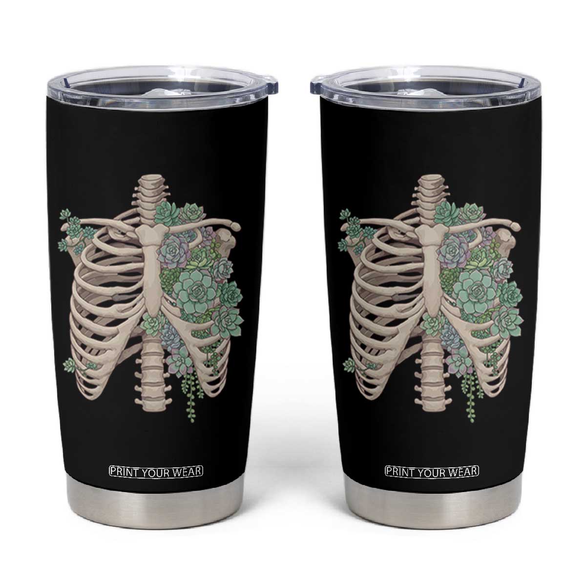 Succulent Body Skeleton Tumbler Cup Creepy Plant Lover Gift TS12 Black Print Your Wear
