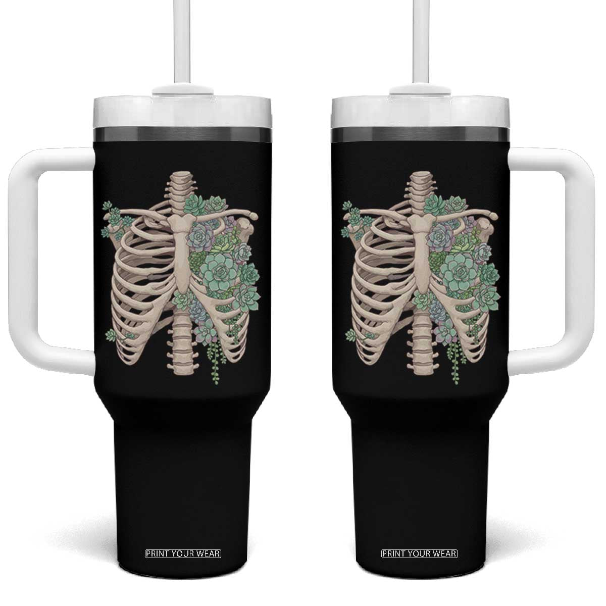 Succulent Body Skeleton Tumbler With Handle Creepy Plant Lover Gift TS12 One Size: 40 oz Black Print Your Wear