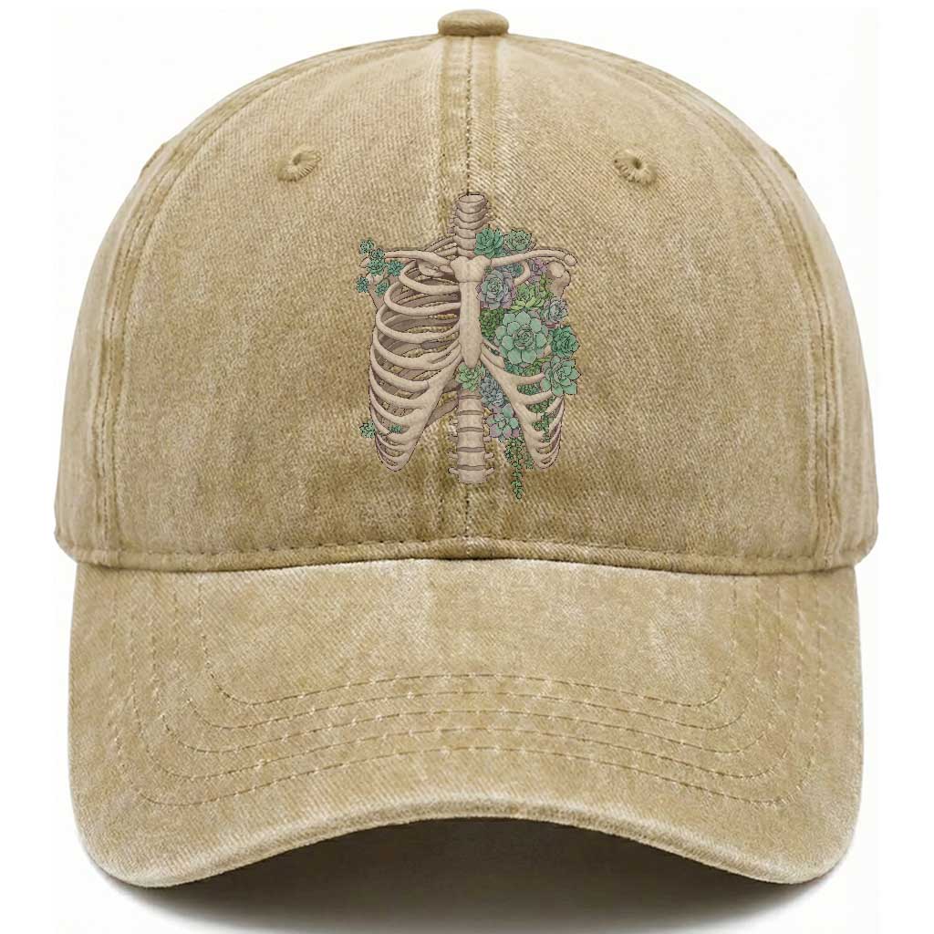 Succulent Body Skeleton Washed Cotton Baseball Cap Creepy Plant Lover Gift TS12 Print Your Wear