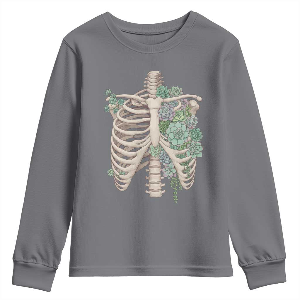 Succulent Body Skeleton Youth Sweatshirt Creepy Plant Lover Gift TS12 Charcoal Print Your Wear