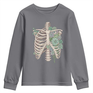 Succulent Body Skeleton Youth Sweatshirt Creepy Plant Lover Gift TS12 Charcoal Print Your Wear