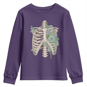 Succulent Body Skeleton Youth Sweatshirt Creepy Plant Lover Gift TS12 Purple Print Your Wear