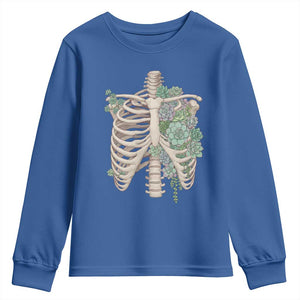 Succulent Body Skeleton Youth Sweatshirt Creepy Plant Lover Gift TS12 Royal Blue Print Your Wear