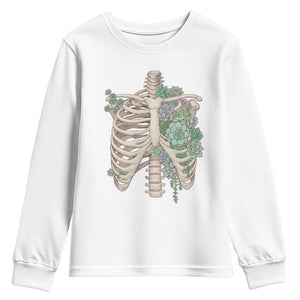 Succulent Body Skeleton Youth Sweatshirt Creepy Plant Lover Gift TS12 White Print Your Wear