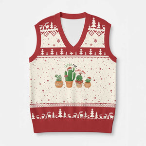 Funny Succulent Plant Lover Gift V-Neck Knit Sweater Vest Succa For Xmas TS12 Beige Red Print Your Wear