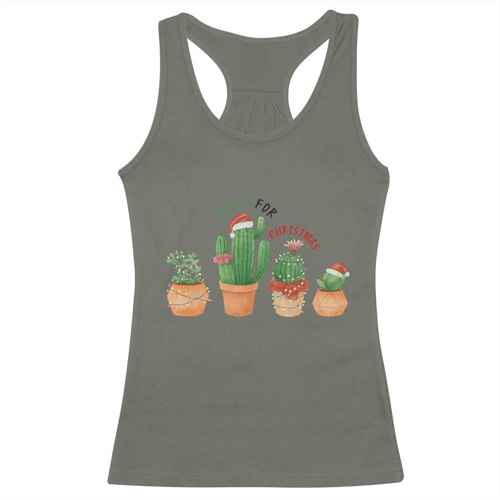 Funny Succulent Plant Lover Gift Racerback Tank Top Succa For Christmas TS12 Military Green Print Your Wear