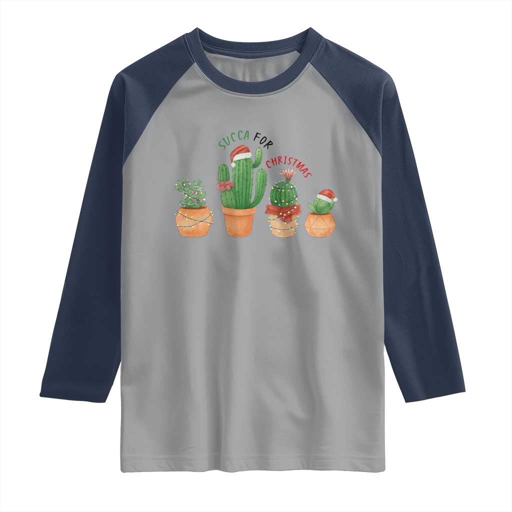 Funny Succulent Plant Lover Gift Raglan Shirt Succa For Christmas TS12 Sport Gray Navy Print Your Wear