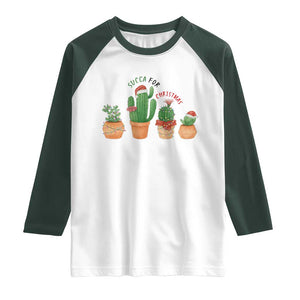 Funny Succulent Plant Lover Gift Raglan Shirt Succa For Christmas TS12 White Dark Forest Green Print Your Wear