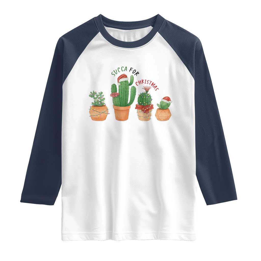 Funny Succulent Plant Lover Gift Raglan Shirt Succa For Christmas TS12 White Navy Print Your Wear