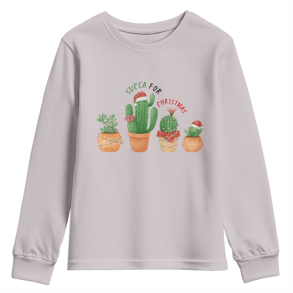 Funny Succulent Plant Lover Gift Youth Sweatshirt Succa For Christmas TS12 Ice Gray Print Your Wear