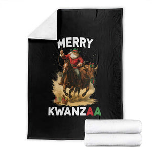Funny Black Santa Cowboy Throw Blanket Merry Kwanzaa Cultural Pride Gift TS12 Black Print Your Wear