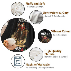 Funny Black Santa Cowboy Throw Blanket Merry Kwanzaa Cultural Pride Gift TS12 Print Your Wear