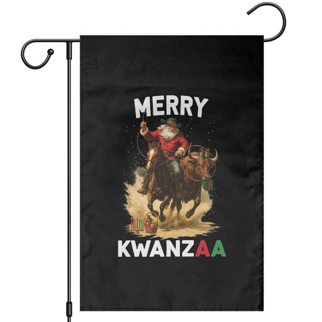 Funny Black Santa Cowboy Garden Flag Merry Kwanzaa Cultural Pride Gift TS12 Black Print Your Wear