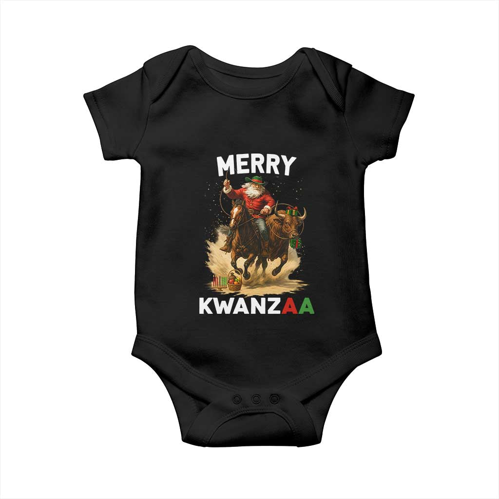 Funny Black Santa Cowboy Baby Onesie Merry Kwanzaa Cultural Pride Gift TS12 Black Print Your Wear