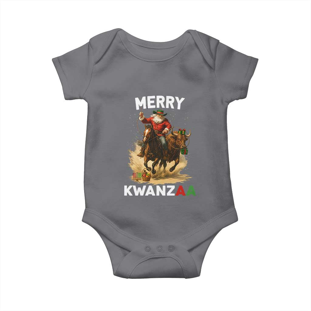 Funny Black Santa Cowboy Baby Onesie Merry Kwanzaa Cultural Pride Gift TS12 Charcoal Print Your Wear