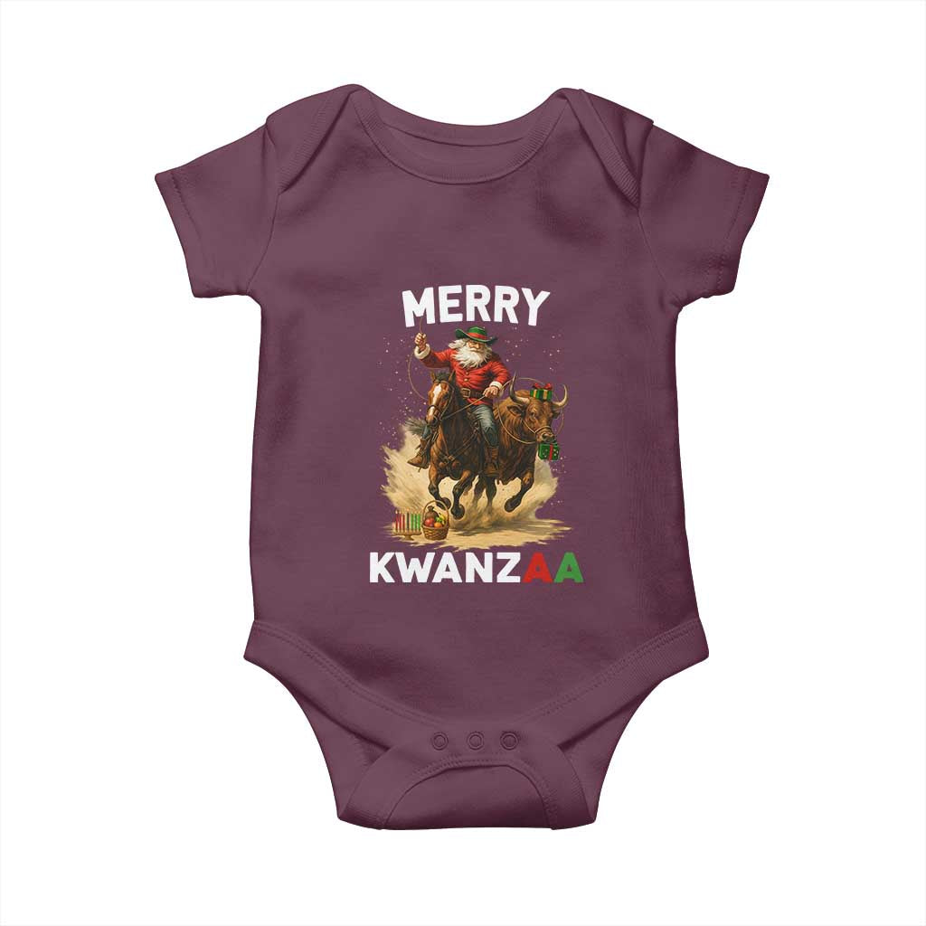 Funny Black Santa Cowboy Baby Onesie Merry Kwanzaa Cultural Pride Gift TS12 Maroon Print Your Wear