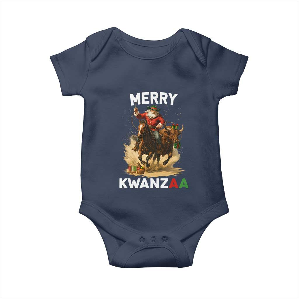 Funny Black Santa Cowboy Baby Onesie Merry Kwanzaa Cultural Pride Gift TS12 Navy Print Your Wear