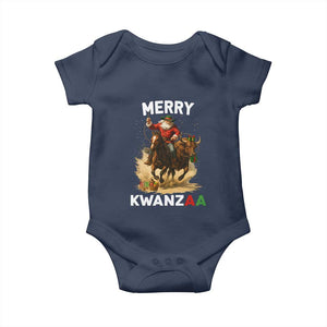 Funny Black Santa Cowboy Baby Onesie Merry Kwanzaa Cultural Pride Gift TS12 Navy Print Your Wear