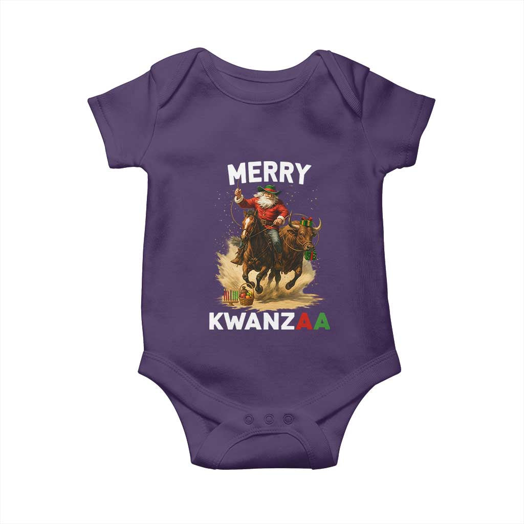 Funny Black Santa Cowboy Baby Onesie Merry Kwanzaa Cultural Pride Gift TS12 Purple Print Your Wear