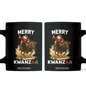 Funny Black Santa Cowboy Coffee Mug Merry Kwanzaa Cultural Pride Gift TS12 Black Print Your Wear