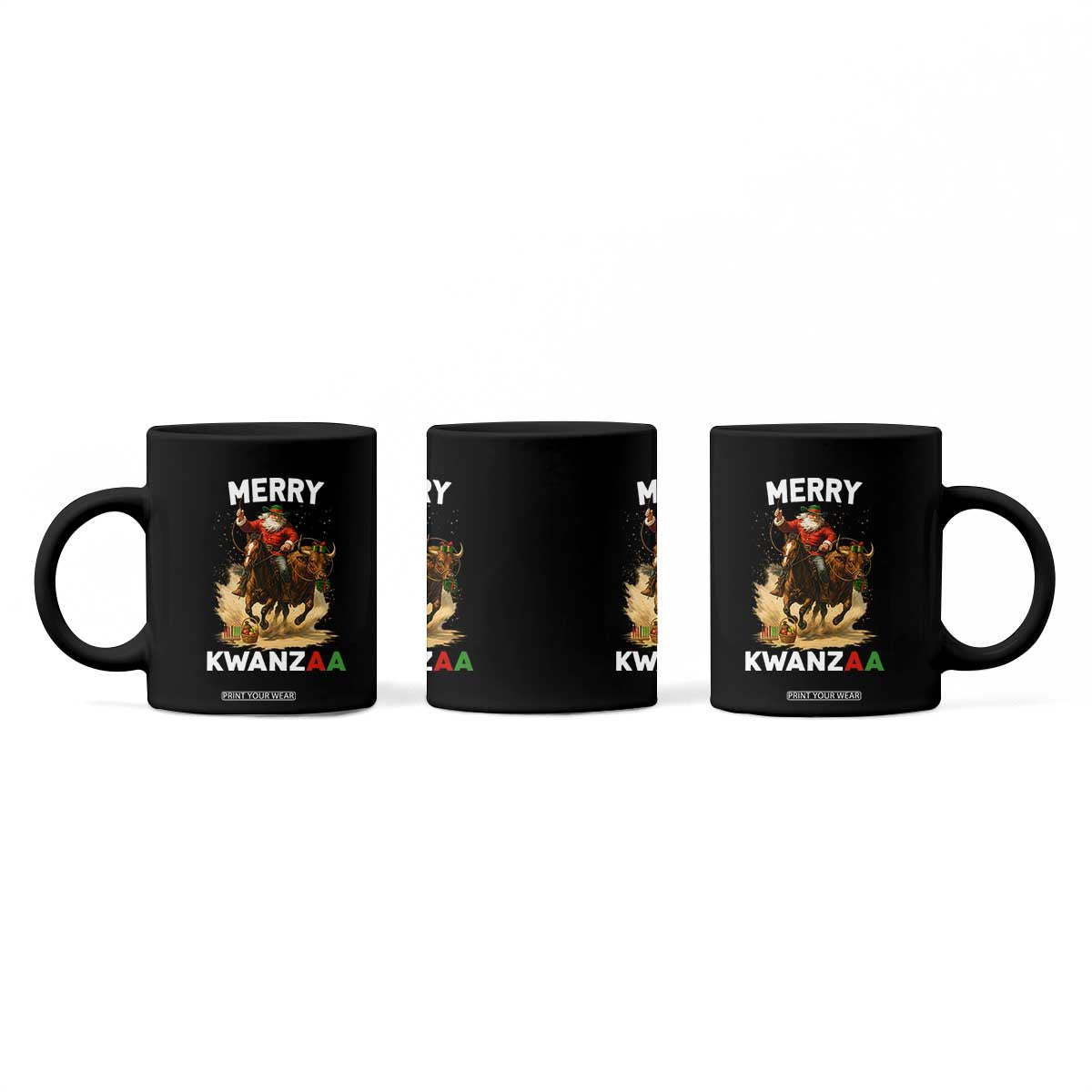 Funny Black Santa Cowboy Coffee Mug Merry Kwanzaa Cultural Pride Gift TS12 Print Your Wear