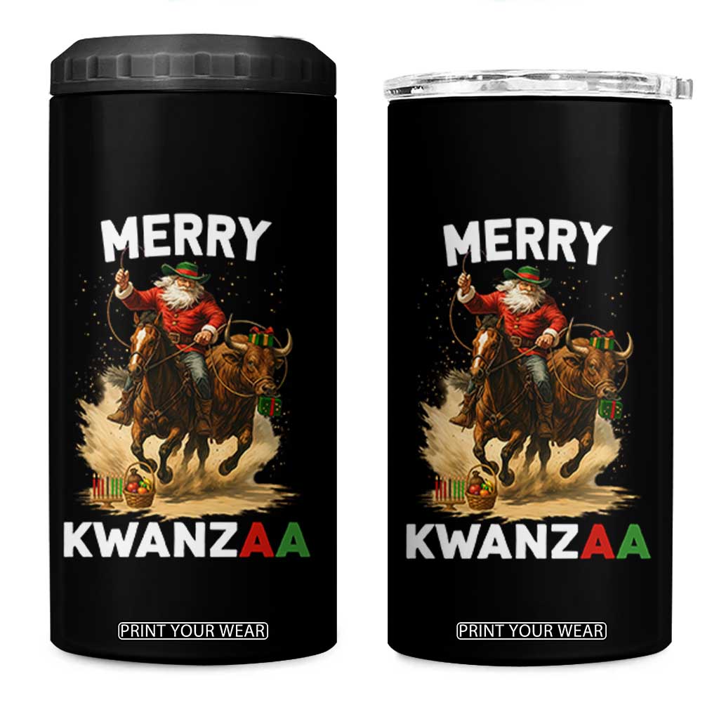 Funny Black Santa Cowboy 4 in 1 Can Cooler Tumbler Merry Kwanzaa Cultural Pride Gift TS12 One Size: 16 oz Black Print Your Wear