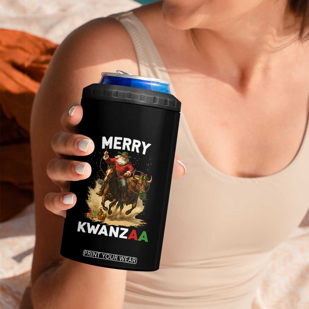Funny Black Santa Cowboy 4 in 1 Can Cooler Tumbler Merry Kwanzaa Cultural Pride Gift TS12 Print Your Wear