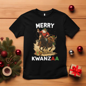 Funny Black Santa Cowboy T Shirt Merry Kwanzaa Cultural Pride Gift TS12 Black Print Your Wear