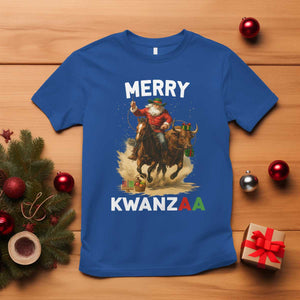Funny Black Santa Cowboy T Shirt Merry Kwanzaa Cultural Pride Gift TS12 Royal Blue Print Your Wear