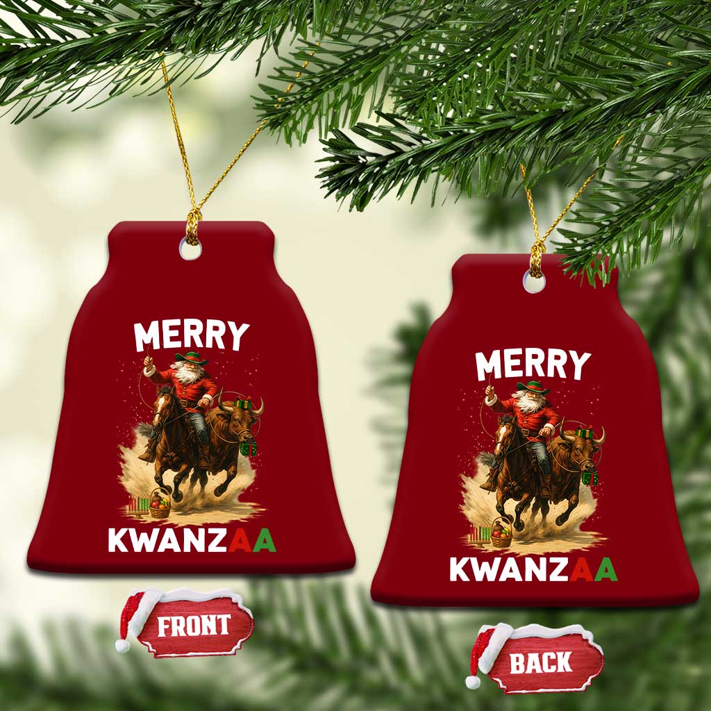 Funny Black Santa Cowboy Ceramic Ornament Merry Kwanzaa Cultural Pride Gift TS12 Print Your Wear